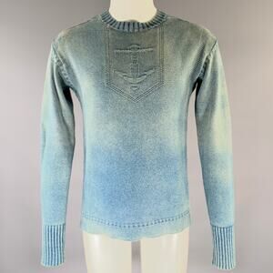 RRL by RALPH LAUREN Size S Blue Knitted Cotton Ribbed Sweater